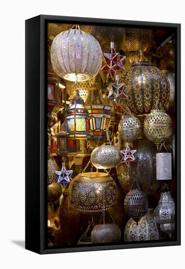 Lanterns for Sale in the Souk, Marrakesh, Morocco, North Africa, Africa-Simon Montgomery-Framed Stretched Canvas