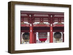 Lanterns hanging from a gate to the entrance of the Buddhist Temple-Sheila Haddad-Framed Photographic Print