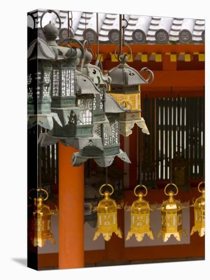 Lanterns Hanging Outside Kasuga Taisha Temple in Nara Koen, Nara, Kansai Region, Honshu, Japan-Gavin Hellier-Stretched Canvas