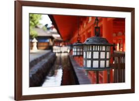 Lanterns in Itsukushima Shrine, Miyajima, Hiroshima Prefecture, Japan.-Iwashi Spirit-Framed Photographic Print