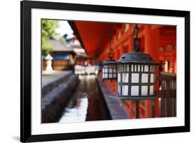 Lanterns in Itsukushima Shrine, Miyajima, Hiroshima Prefecture, Japan.-Iwashi Spirit-Framed Photographic Print