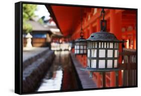 Lanterns in Itsukushima Shrine, Miyajima, Hiroshima Prefecture, Japan.-Iwashi Spirit-Framed Stretched Canvas