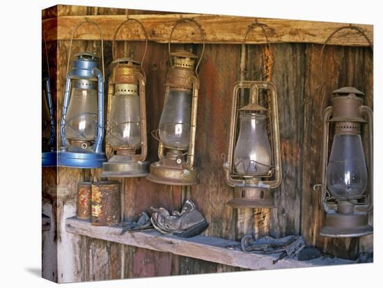 Lanterns Inside Boone's General Store, Abandoned Mining Town of Bodie, Bodie State Historic Park-Dennis Flaherty-Stretched Canvas