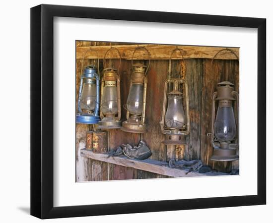 Lanterns Inside Boone's General Store, Abandoned Mining Town of Bodie, Bodie State Historic Park-Dennis Flaherty-Framed Photographic Print