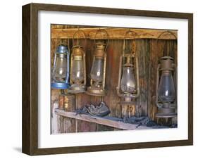 Lanterns Inside Boone's General Store, Abandoned Mining Town of Bodie, Bodie State Historic Park-Dennis Flaherty-Framed Photographic Print