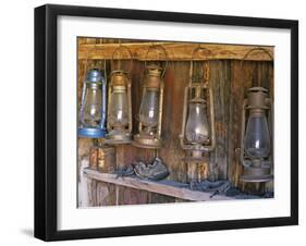 Lanterns Inside Boone's General Store, Abandoned Mining Town of Bodie, Bodie State Historic Park-Dennis Flaherty-Framed Photographic Print