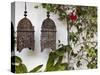 Lanterns on Wall, Betancuria, Fuerteventura, Canary Islands, Spain-Jon Arnold-Stretched Canvas