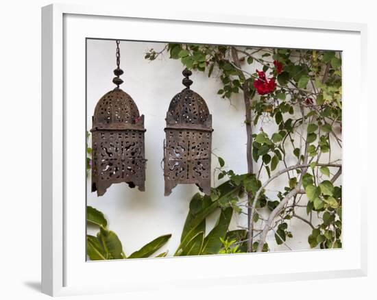 Lanterns on Wall, Betancuria, Fuerteventura, Canary Islands, Spain-Jon Arnold-Framed Photographic Print