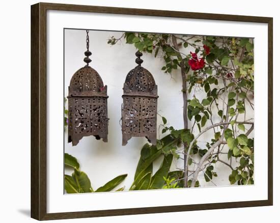 Lanterns on Wall, Betancuria, Fuerteventura, Canary Islands, Spain-Jon Arnold-Framed Photographic Print