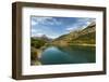 Lanuza lake and village and Pena Foratata peak in the scenic upper Tena Valley, Sallent de Gallego,-Robert Francis-Framed Photographic Print