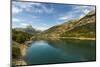 Lanuza lake and village and Pena Foratata peak in the scenic upper Tena Valley, Sallent de Gallego,-Robert Francis-Mounted Photographic Print