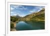 Lanuza lake and village and Pena Foratata peak in the scenic upper Tena Valley, Sallent de Gallego,-Robert Francis-Framed Photographic Print