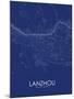 Lanzhou, China Blue Map-null-Mounted Poster