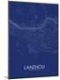 Lanzhou, China Blue Map-null-Mounted Poster