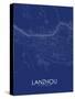 Lanzhou, China Blue Map-null-Stretched Canvas