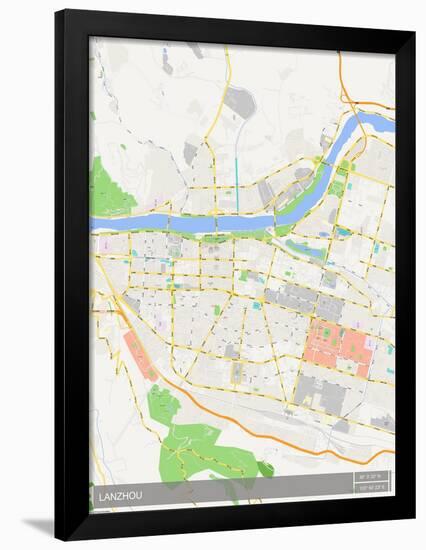 Lanzhou, China Map-null-Framed Poster