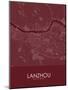 Lanzhou, China Red Map-null-Mounted Poster