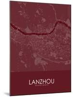 Lanzhou, China Red Map-null-Mounted Poster