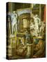 Laocoon, the Borghese Vase and Silenius Carrying the Infant Dionysos-Giovanni Paolo Pannini-Stretched Canvas