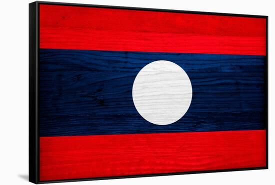 Laos Flag Design with Wood Patterning - Flags of the World Series-Philippe Hugonnard-Framed Stretched Canvas