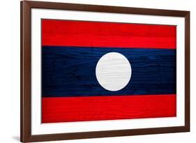 Laos Flag Design with Wood Patterning - Flags of the World Series-Philippe Hugonnard-Framed Art Print