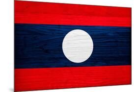 Laos Flag Design with Wood Patterning - Flags of the World Series-Philippe Hugonnard-Mounted Art Print