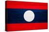 Laos Flag Design with Wood Patterning - Flags of the World Series-Philippe Hugonnard-Stretched Canvas