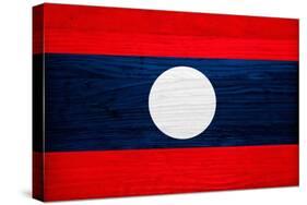 Laos Flag Design with Wood Patterning - Flags of the World Series-Philippe Hugonnard-Stretched Canvas