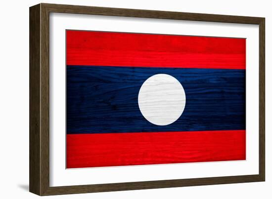 Laos Flag Design with Wood Patterning - Flags of the World Series-Philippe Hugonnard-Framed Art Print