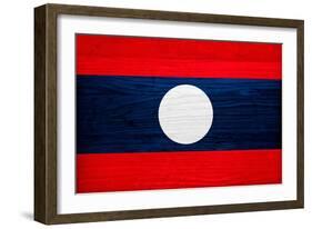 Laos Flag Design with Wood Patterning - Flags of the World Series-Philippe Hugonnard-Framed Art Print