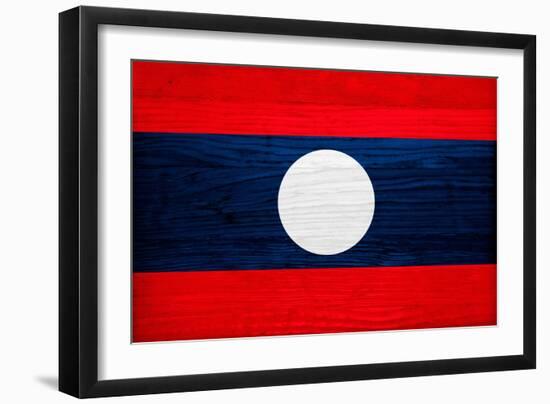 Laos Flag Design with Wood Patterning - Flags of the World Series-Philippe Hugonnard-Framed Art Print