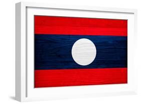 Laos Flag Design with Wood Patterning - Flags of the World Series-Philippe Hugonnard-Framed Art Print