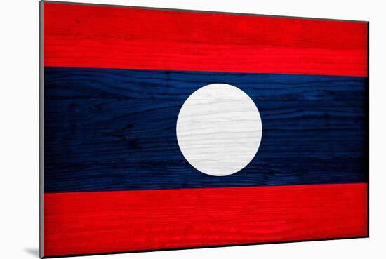 Laos Flag Design with Wood Patterning - Flags of the World Series-Philippe Hugonnard-Mounted Art Print