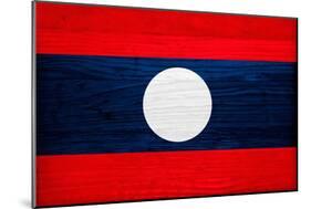 Laos Flag Design with Wood Patterning - Flags of the World Series-Philippe Hugonnard-Mounted Art Print