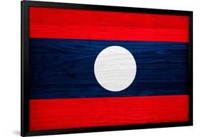 Laos Flag Design with Wood Patterning - Flags of the World Series-Philippe Hugonnard-Framed Art Print