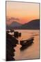 Laos, Luang Prabang, boats on Mekong River at sunset.-Merrill Images-Mounted Premium Photographic Print