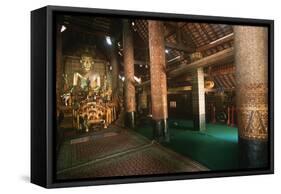 Laos, Luang Prabang, Buddha Statue in Golden City Temple-null-Framed Stretched Canvas