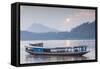 Laos, Luang Prabang. Riverboats on the Mekong River.-Walter Bibikow-Framed Stretched Canvas