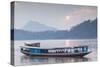 Laos, Luang Prabang. Riverboats on the Mekong River.-Walter Bibikow-Stretched Canvas