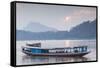 Laos, Luang Prabang. Riverboats on the Mekong River.-Walter Bibikow-Framed Stretched Canvas