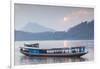 Laos, Luang Prabang. Riverboats on the Mekong River.-Walter Bibikow-Framed Photographic Print