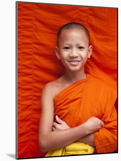 Laos, Luang Prabang, Wat Sensoukarahm, Portrait of Monk-Steve Vidler-Mounted Photographic Print