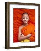 Laos, Luang Prabang, Wat Sensoukarahm, Portrait of Monk-Steve Vidler-Framed Photographic Print