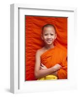 Laos, Luang Prabang, Wat Sensoukarahm, Portrait of Monk-Steve Vidler-Framed Photographic Print