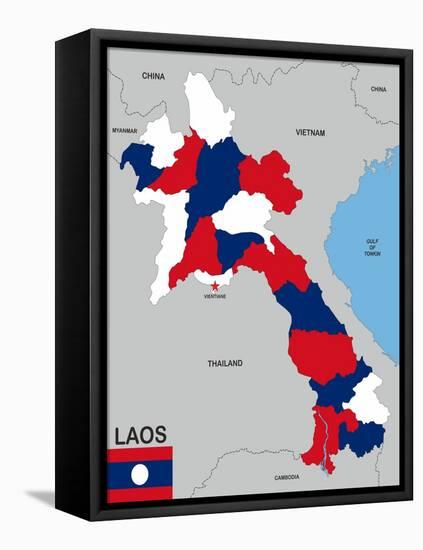 Laos Map-tony4urban-Framed Stretched Canvas