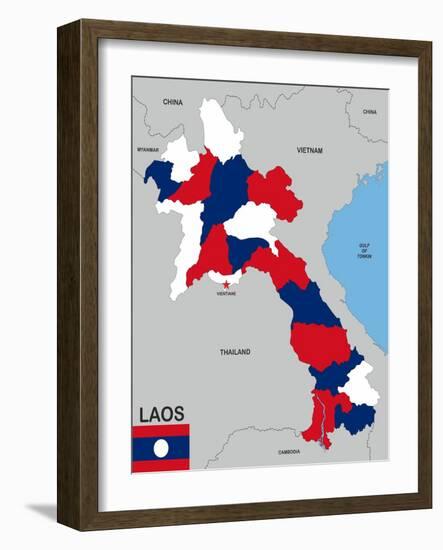 Laos Map-tony4urban-Framed Art Print