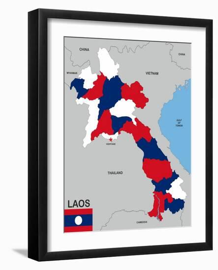 Laos Map-tony4urban-Framed Art Print
