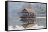 Laos, Sainyabuli. Elephant Conservation Center water shuttle on Nam Tien Reservoir.-Walter Bibikow-Framed Stretched Canvas