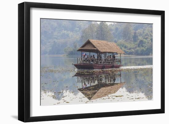 Laos, Sainyabuli. Elephant Conservation Center water shuttle on Nam Tien Reservoir.-Walter Bibikow-Framed Photographic Print