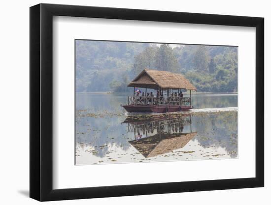 Laos, Sainyabuli. Elephant Conservation Center water shuttle on Nam Tien Reservoir.-Walter Bibikow-Framed Photographic Print